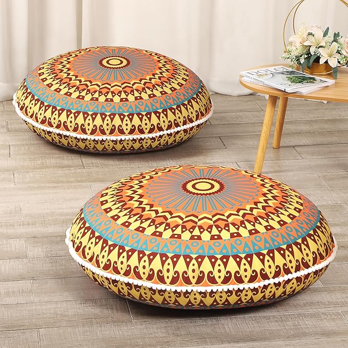Luxe Meditatiekussen XXL 81cm - Memory Foam - Mandala Design