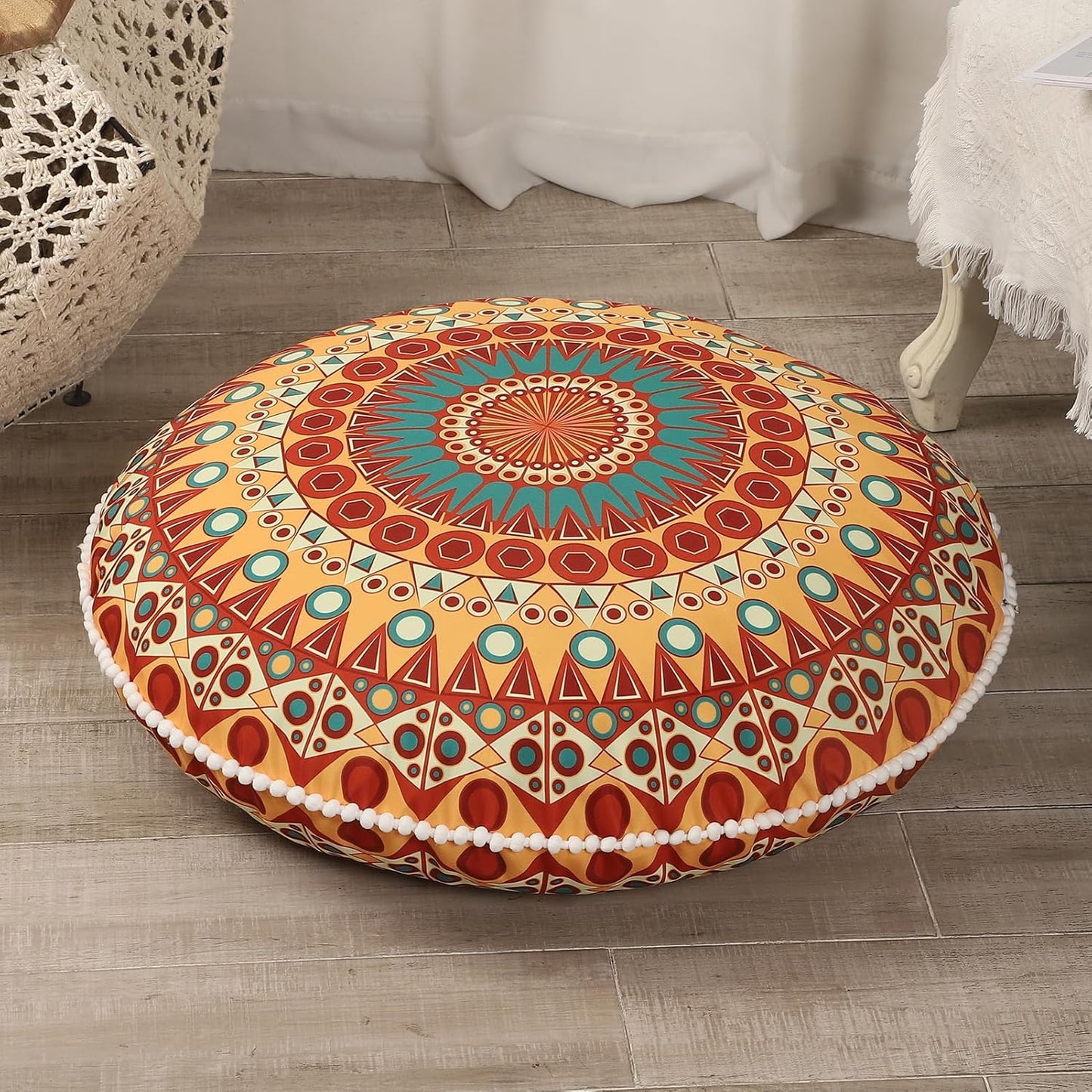 Luxe Meditatiekussen XXL 81cm - Memory Foam - Mandala Design