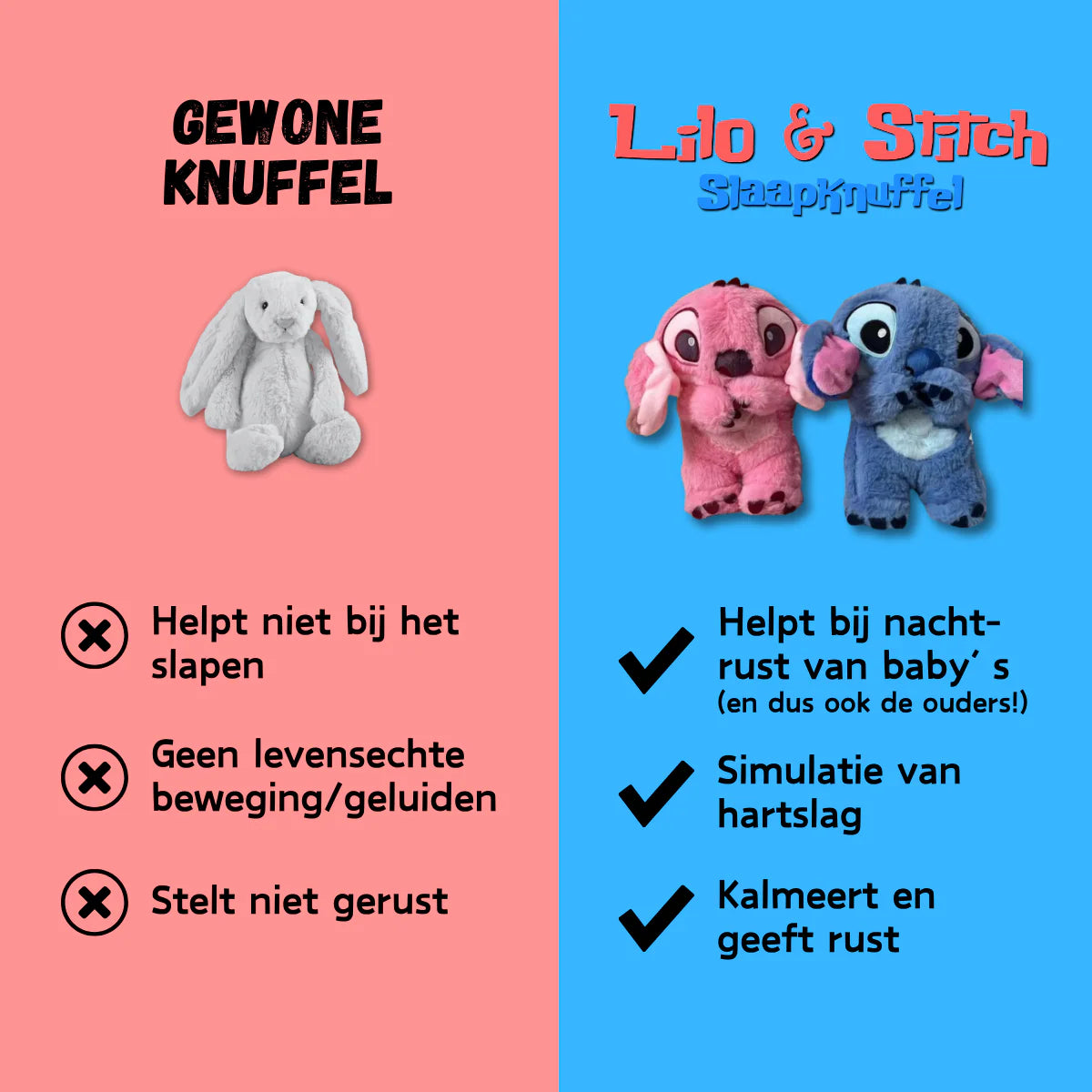 Slaapmaatje Stitch - Rustgevende Knuffel met Ademhaling