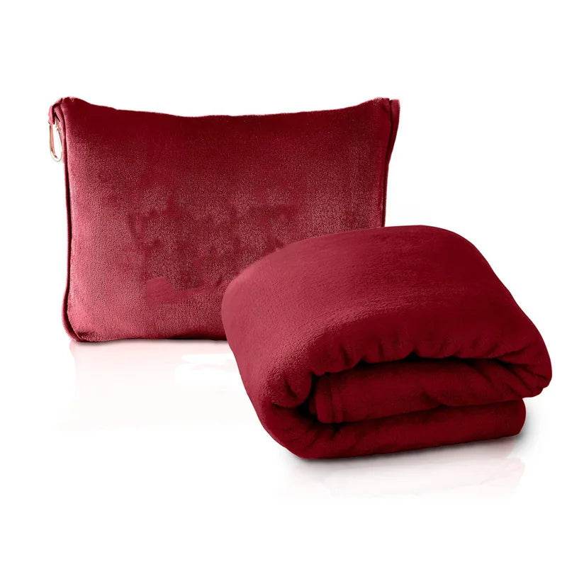 2-in-1 Flanelle reisdeken en kussen warm & compact