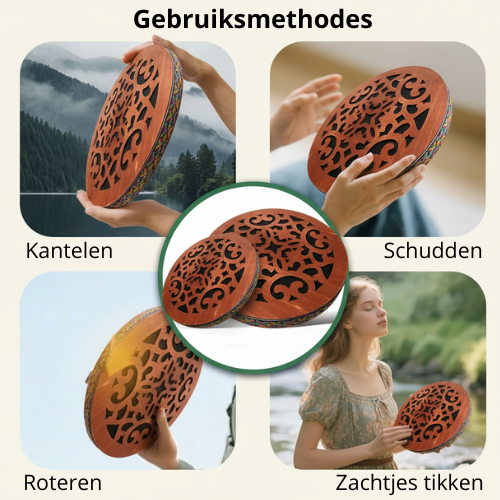Handgemaakte Meditatie Drum - houten yoga drum voor mindfulness & ontspanning