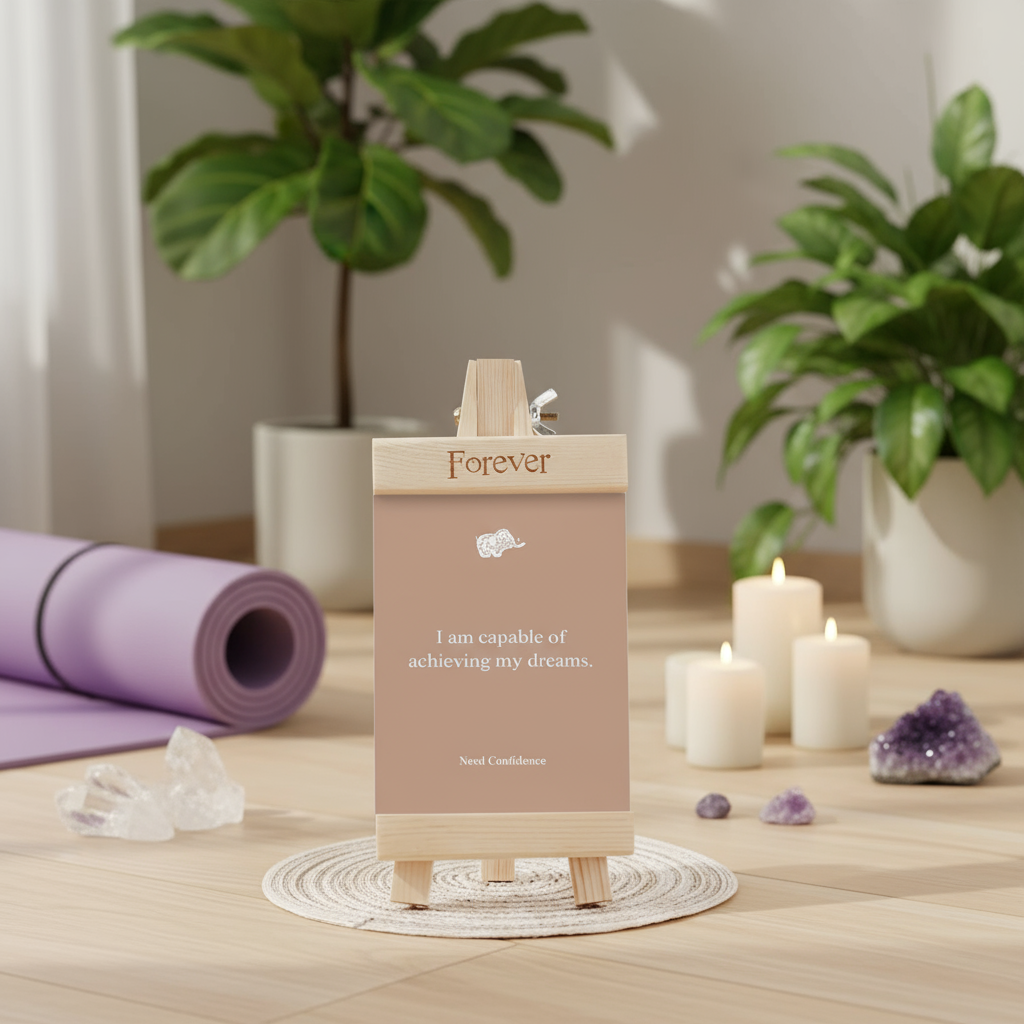 Affirmatie kaart in serene ruimte