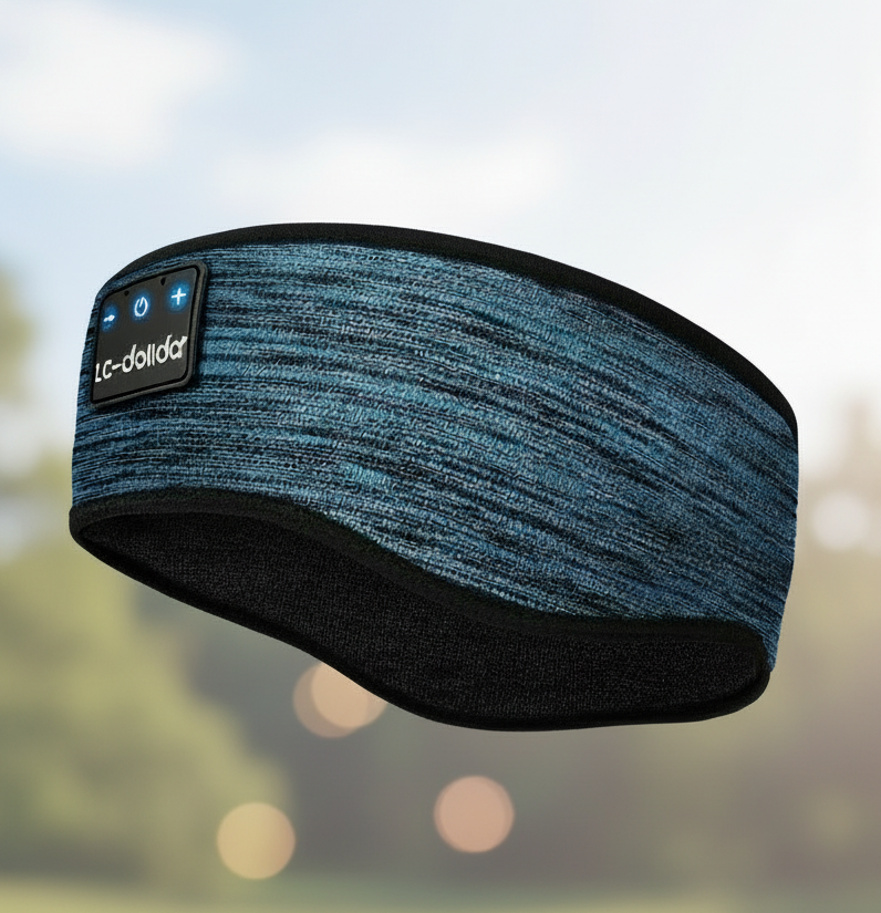 Blauwe slaapband met buitenlucht achtergrond