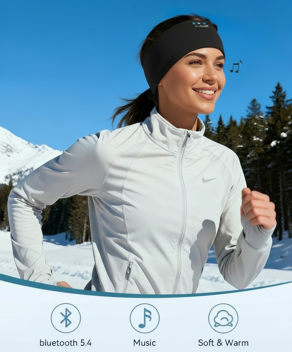 Bluetooth hoofdband lifestyle foto met warmere huidskleur