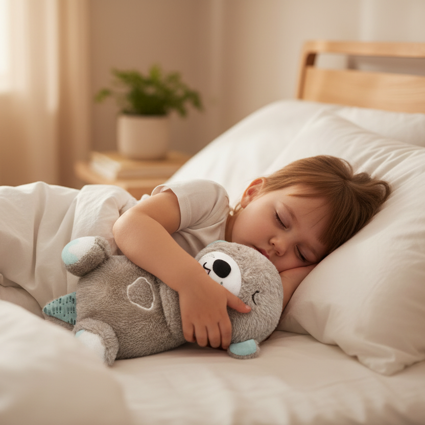 Kind slaapt met koala knuffel