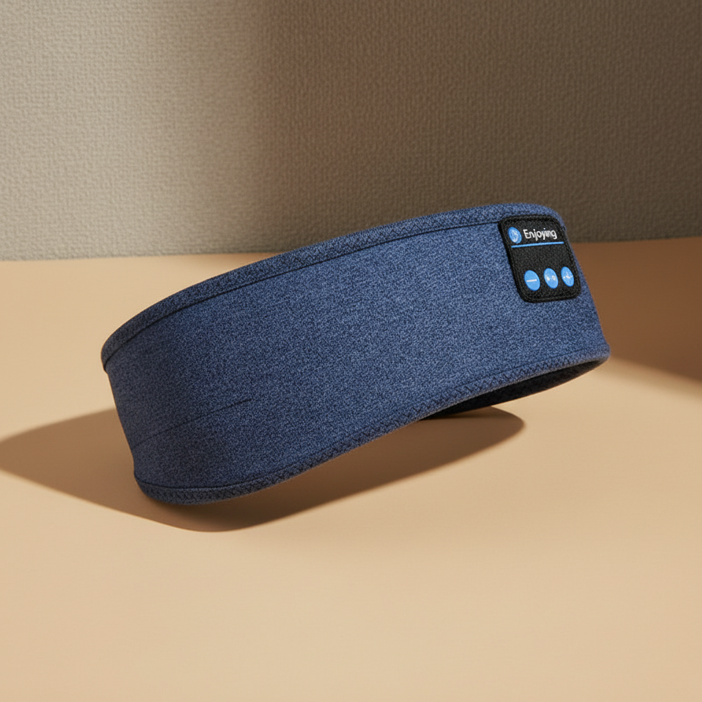 Navy slaapband op beige achtergrond