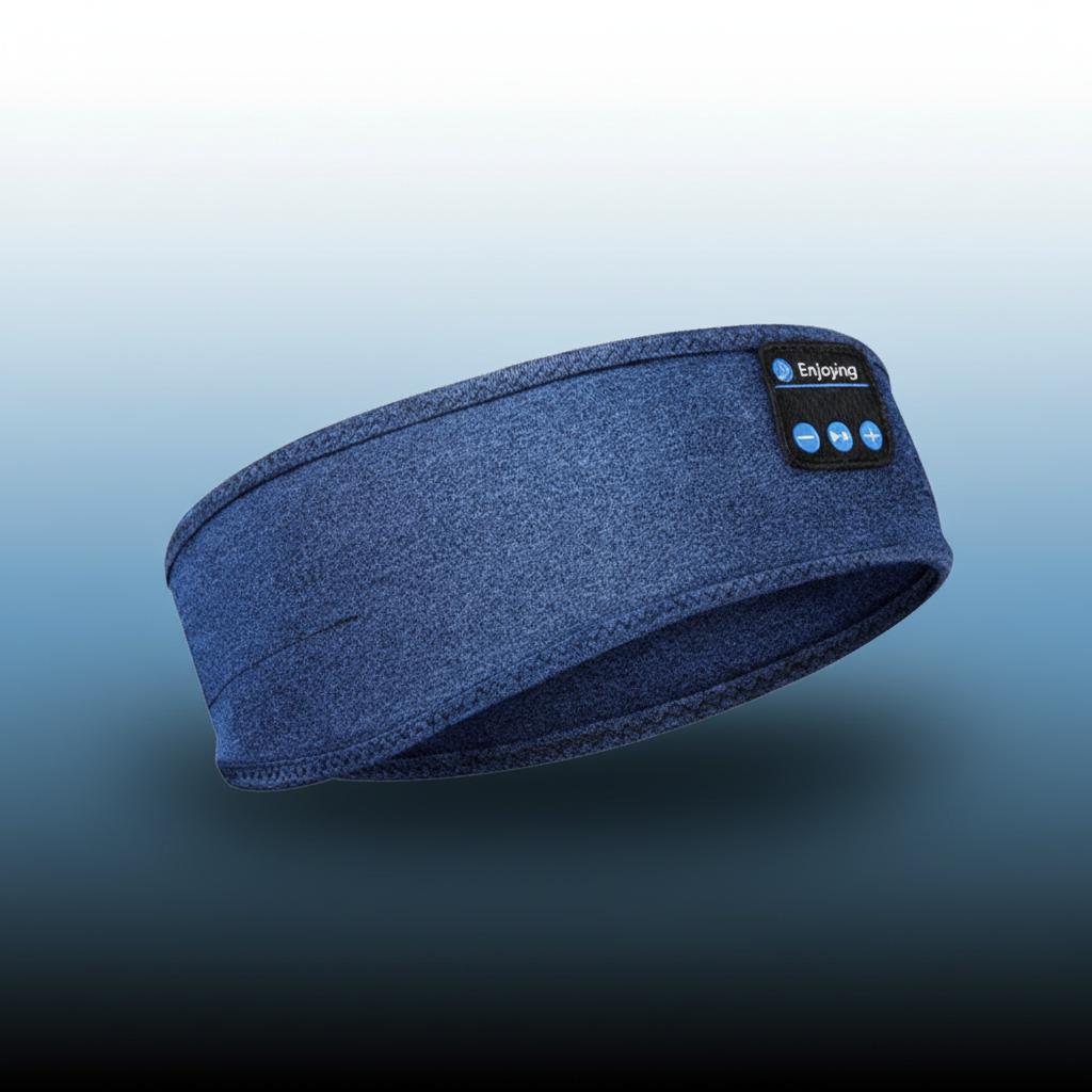 Navy slaapband op wit-blauw-zwart achtergrond