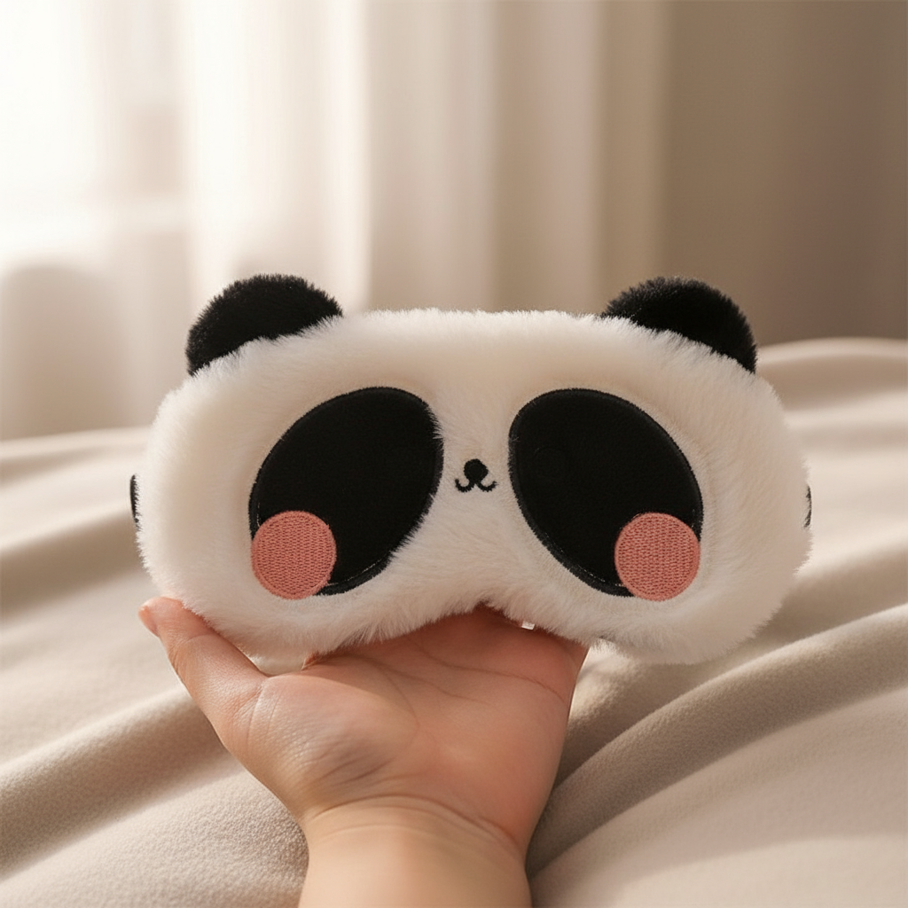 Panda slaapmasker in kinderhand