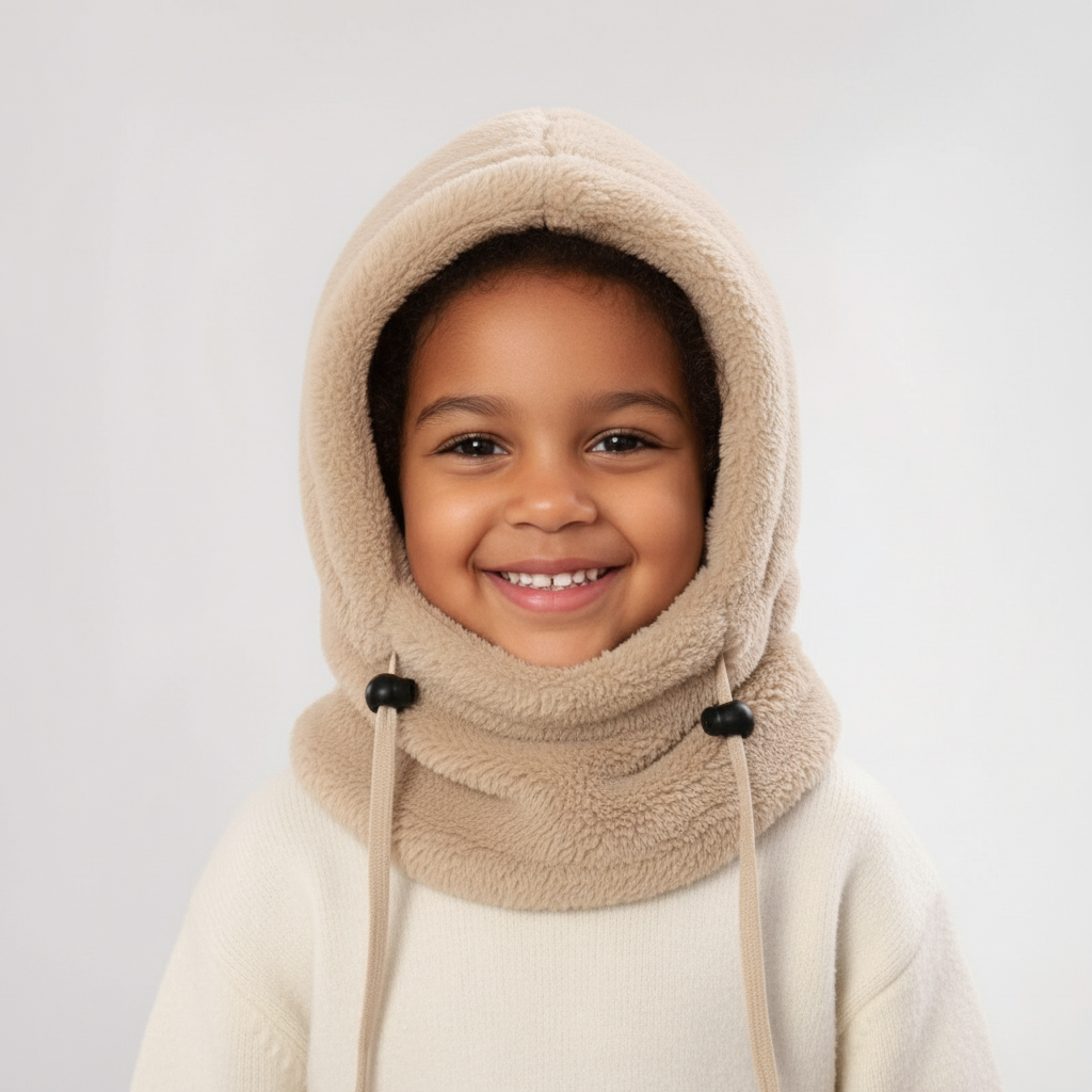 Warme Pluchen Muts met Sjaal - Kind met divers uiterlijk