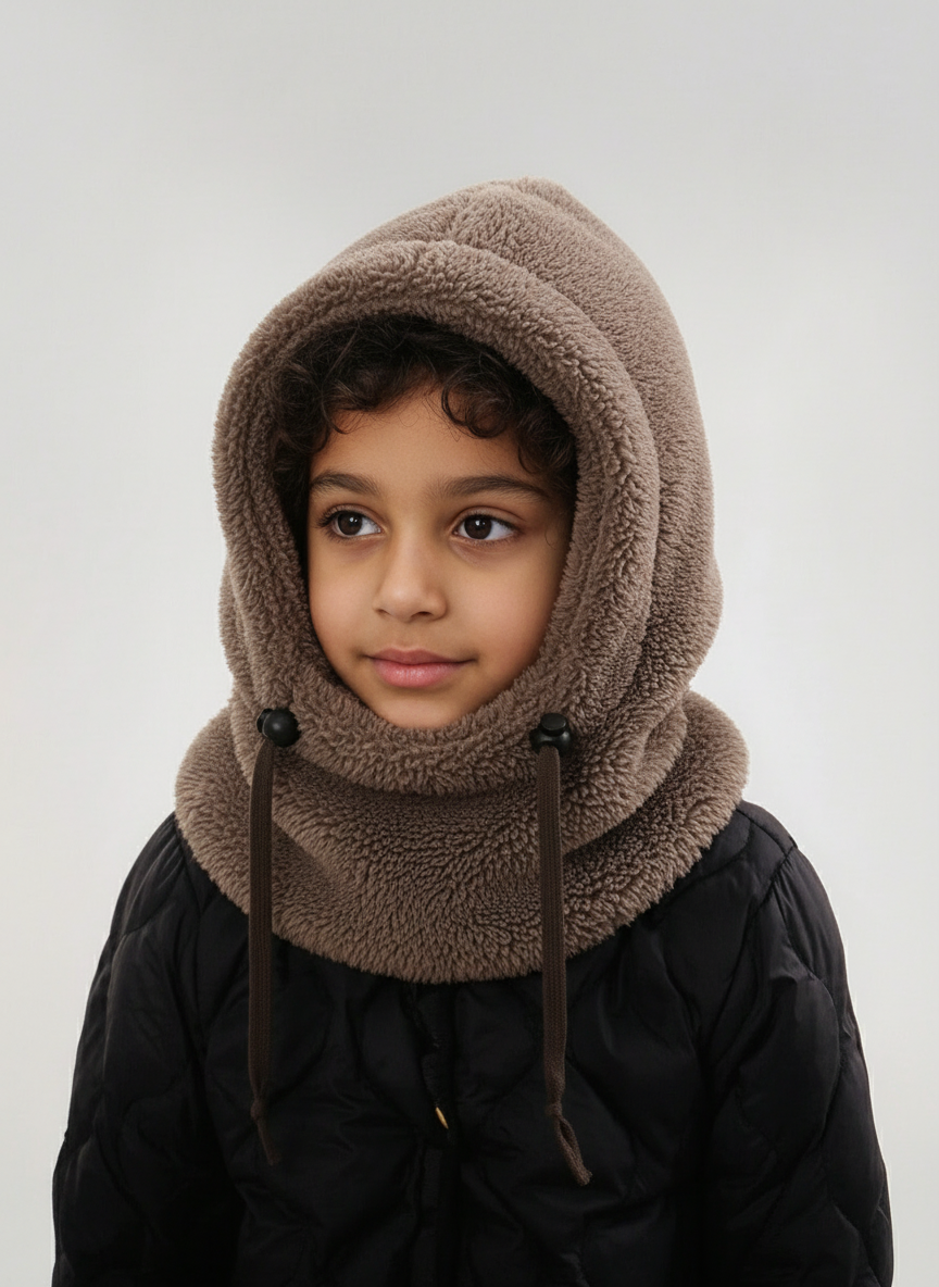Warme Pluchen Muts met Sjaal - Kind met divers uiterlijk