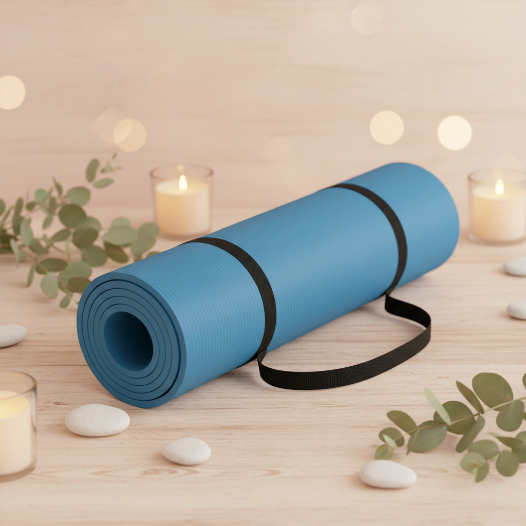 Yoga mat with wellness background
