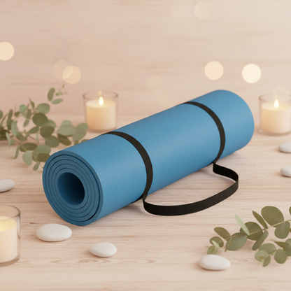 Yoga mat with wellness background